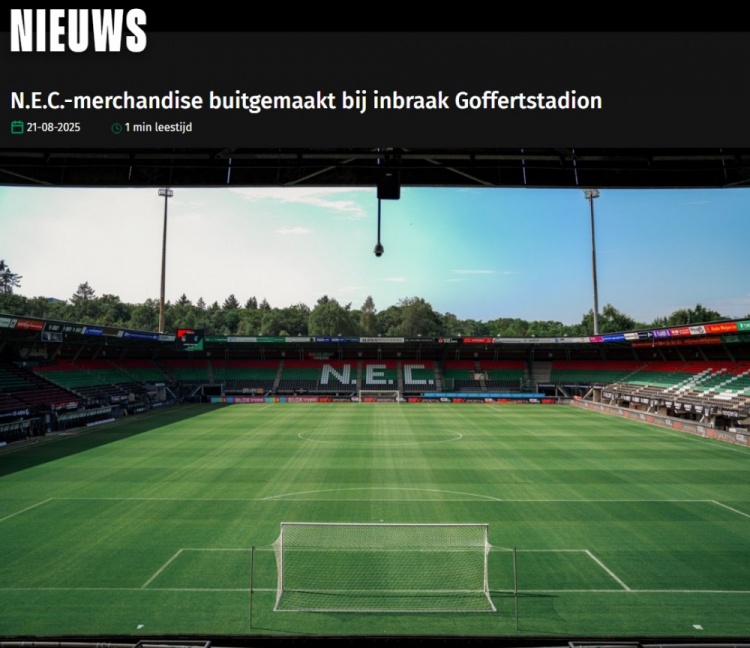 开云体育app-荷兰球队奈梅亨遭遇盗窃，损失至少15000欧元的周边商品&amp;新球衣